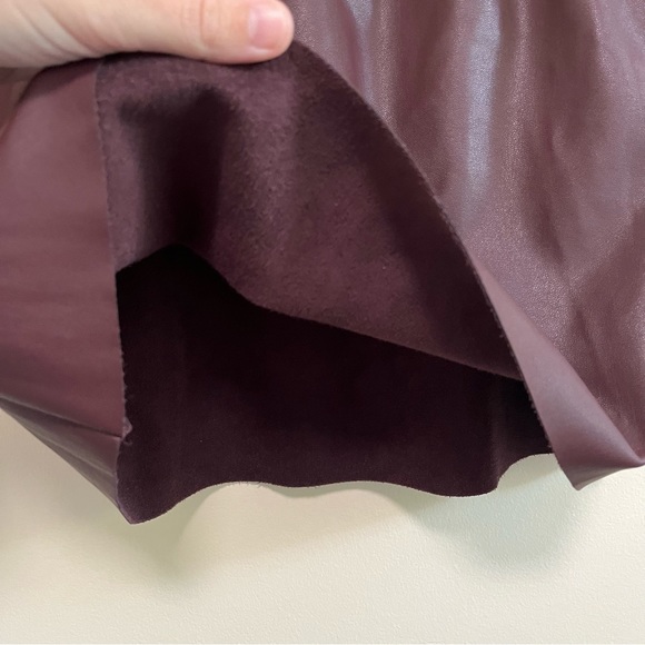 Zara Burgundy Faux Leather Paper Bag Mini Skirt - Picture 4 of 12